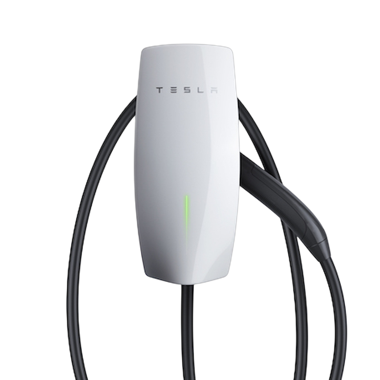 Cargador Tesla Wall Connector de pared con manguera de tipo 2 recogida