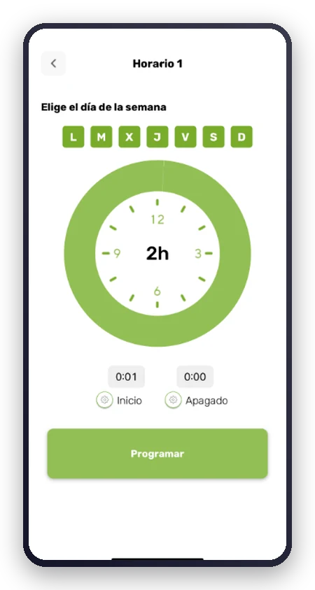 App de Policharger: programación horaria de la carga eligiendo los días de la semana