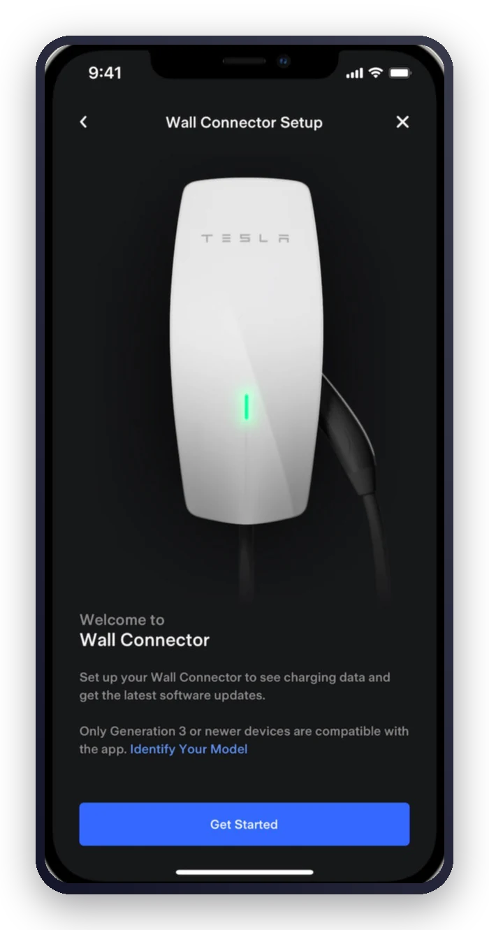 App de Tesla: alta del Tesla Wall Connector en la cuenta para registrar la carga