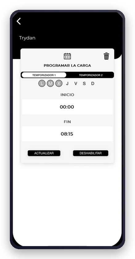 App de V2C Cloud: programación de la carga del V2C Trydan con dos temporizadores